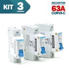 Kit 3x Disjuntor Elétrico Din 1 Polo 40a 50a 63a Tr3ka Cc