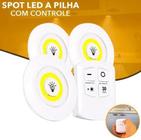 Kit 3X Lâmpada Luminária Led Spot Sem Fio Controle Remoto