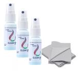 Kit 3x Limpa Lentes + Flanela mágica De Óculos + Câmera de celular - Spray 25ml - Clean