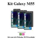 Kit 3x Películas 3D de Vidro Privacidade para Samsung Galaxy M55