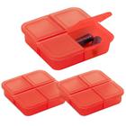Kit 3x Porta Comprimidos com 4 Divisórias TopGet Vermelho