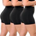 KIT 3x Shorts Preto Legging Suplex, Fitness, Meia Coxa, Leg Academia Casual, Exercício Funcional, Moda Feminino