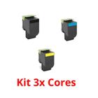 Kit 3x Toner Compatível Lexmark CX417de CS417 I B+C+Y I 3K