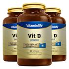 KIT 3X Vitamina D (2000ui) corante natural cúrcuma 60 Softgel - Vitaminlife
