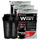 Kit 3x Whey Protein 500g + Thermo Starter Powder 120g Limão + 2x Coqueteleira - Bodybuilders