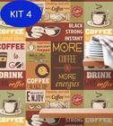 Kit 4 Adesivo Laminado Azulejo Coffe Retro Para Cozinha