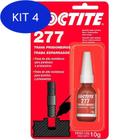 Kit 4 Adesivo Loctite 277 Trava Roscas Alto Torque Vermelho