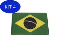 Kit 4 Adesivo resinado da bandeira do brasil 9x6 cm