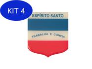 Kit 4 Adesivo Resinado Em Escudo Da Bandeira Do Espírito Santo