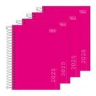 Kit 4 Agenda 117x164mm Espiral 160Fls Lembrete Rosa 2025 - Tilibra