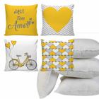 Kit 4 Almofadas Cheias Decorativas dy0155 Aqui tem Amor Refil Enchimento Silicone 45x45