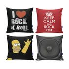 Kit 4 Almofadas Decorativas 40X40 com Enchimento Rock Roll