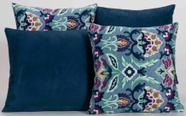 Kit 4 Almofadas Decorativas para Sofá Estampa Azul Marinho Floral