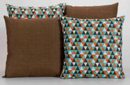 Kit 4 Almofadas Decorativas para Sofá Estampa Marrom com Geométrico Colorido