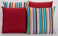 Kit 4 Almofadas Decorativas para Sofá Estampa Vermelho com Listrado Colorido