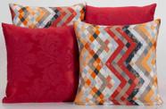 Kit 4 Almofadas Decorativas para Sofá Estampa Vermelho Ziguezague