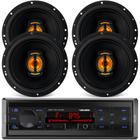 Kit 4 Alto Falantes 6 Pol Jb6 Flex Leson+ Rádio Bluetooth Sd 60/200