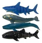 Kit 4 Animais Aquaticos Brinquedo Baleia Tubarão Peixe