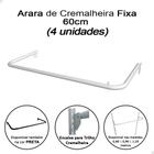 Kit 4 Arara Cabideiro 60cm Para Trilho Cremalheira Loja Branco