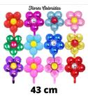 Kit 4 Balões De Festa Metalizado Flor Colorida Inflável 43cm