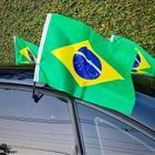 Kit 4 Bandeiras Do Brasil Com Haste Para Janela Do Carro