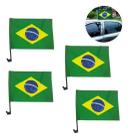 Kit 4 Bandeiras Plásticas do Brasil com Suporte para Vidro Janela de Carro Torcida Copa do Mundo Carreata 7 de Setembro