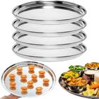 Kit 4 Bandejas Garçom Redonda Inox Restaurante Buffet 40cm - Tuut