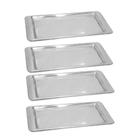 Kit 4 Bandejas Inox Retangular Decoração Servir Café 30Cm