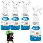 Kit 4 Banho a Seco Cães Gatos 500ml Líquido Spray Hidrata - Pet Clean