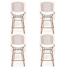 Kit 4 Banquetas BERTOIA cobre assento branco altura 70cm - Poltronas do Sul