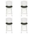 Kit 4 Banquetas BERTOIA cromada assento preto altura 70cm - Poltronas do Sul