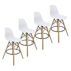 Kit 4 Banquetas Charles Eames Eiffel Wood Design Base Fixa