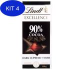Kit 4 Barra Chocolate 90% Cacau Lindt Excellence 100G