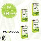 Kit 4 Baterias 9v Recarregável 280 mah Flex Gold