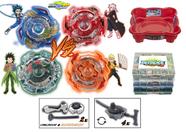 Kit 4 Beyblade Burst Valt Rantaro Ken Shu + 6 Lançadores + Arena + Maleta