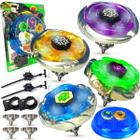 Kit 4 Beyblade Lançador Brinquedo Pião Led Arena Metal Luz - Cs Imports