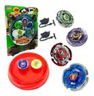 Kit 4 Beyblade Metal Led 2 Lançadores E Arena Brinquedo Infantil