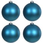 Kit 4 Bolas De Natal Azul 12cm Fosca Enfeite Pendente Árvore