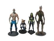 Kit 4 Bonecos Guardiões da Galaxia Vingadores Drax Groot Gamora Rocket Resina