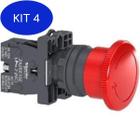 Kit 4 Botão Emergência Cogumelo Vermelho 22Mm Girar Para
