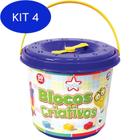 Kit 4 Brinquedo Para Montar Blocos Criativos 30 Peças