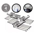 Kit 4 Cabide Retrátil Inox para Calças - 5 Divisórias Reforçadas