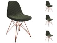 Kit 4 Cadeira Jantar Estofada Verde Eames Base Ferro Cobre