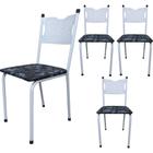 Kit 4 Cadeira para Cozinha MC Estrutura Branca com Assento Floral