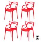Santi Morumbi  Conjunto Mesa Pisani Plástica com 4 Cadeiras Vermelha
