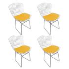 Kit 4 Cadeiras Bertoia Cromada com Assento Sintético Amarelo