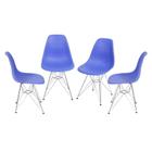 Kit 4 Cadeiras Boxbit Dkr Eames Base Cromada Azul Marinho