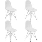 Kit 4 Cadeiras Charles Eames Botonê Eiffel Base Metal Cromado - Branco