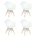 Kit 4 Cadeiras Charles Eames com Braço Branca