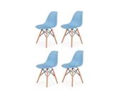 Kit 4 Cadeiras Charles Eames Eiffel Azul Base Madeira Sala Cozinha Jantar